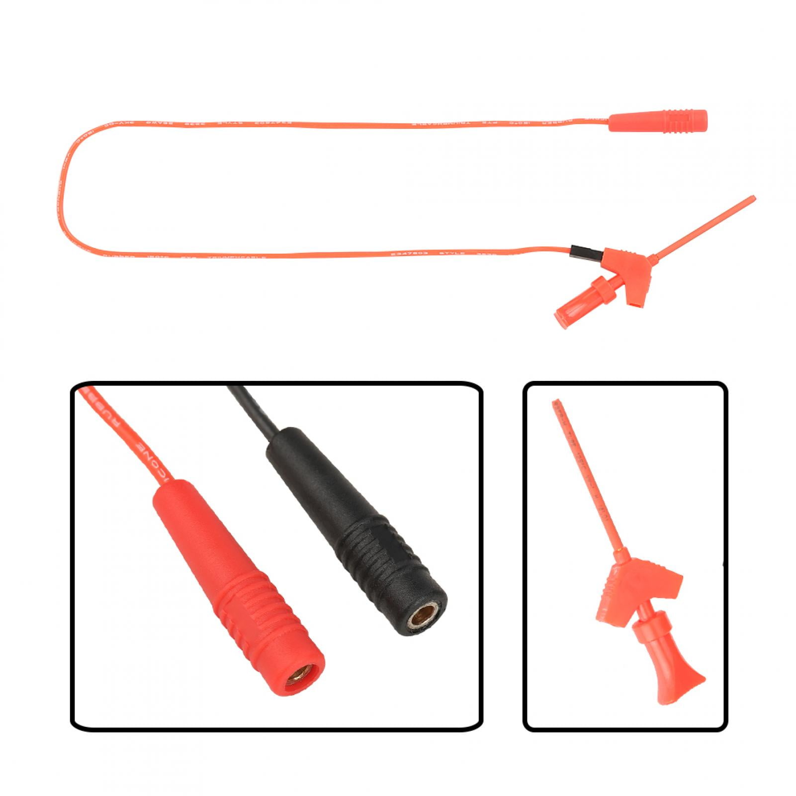 Test Hook Clip Test Probe Pins Test Leads Kit P1511b Spring Silicone Cable for Electrical Testing 2mm Black 2pcs 