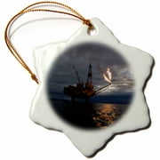 3dRose Alaska, Kenai Peninsula, Natural gas flare - US02 PSO1047 - Paul Souders, Snowflake Ornament, Porcelain, 3-inch