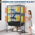thumbnail image 4 of QinaQin 59-Inch Tall Ferret Cage, Multi-Level Design, Removable Partitions, Indoor Small Animal Habitat, Suitable for Guinea Pigs, Rabbits, Chinchillas, Hamsters, Etc., Spacious Pet Cage, 4 of 8