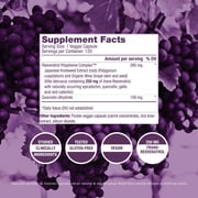 ResVitale Resveratrol 250mg - Anti Aging Antioxidants Supplement for Heart Health & Immune Support - Natural Trans Resveratrol Supplement with Grape Extract & Quercetin, 120 Veggie Caps