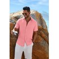 thumbnail image 4 of COOFANDY Mens Button Down Short Sleeve Shirt White Dress Shirt for Men Linen Shirt for Summer Beach Vacation Wedding, 4 of 6