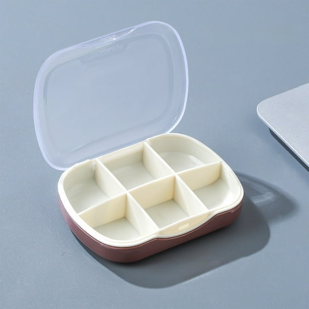 Pastillero portátil | Caja de medicamentos semanal con 6 compartimentos | Estuche de viaje hermético y sellado | Pastillero compacto para pastillas y vitaminas
