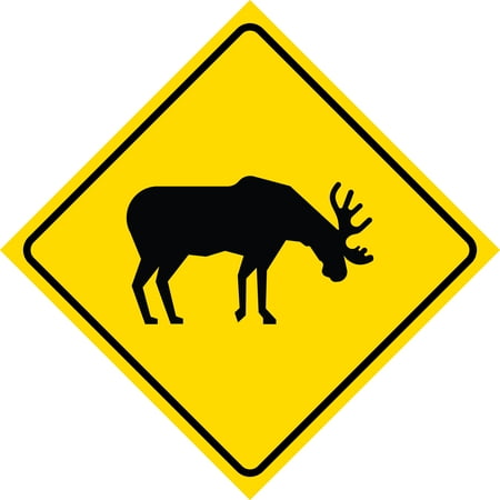 aluminum yellow diamond caution moose crossing signs metal square