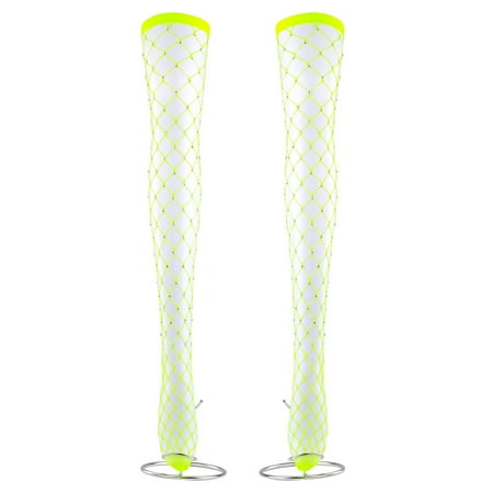 

Cuteam 1Pair Fishnet Thigh Stockings Anti-slip Fine Workmanship Rhinestone Fishnet Thigh High Stockings for Girl