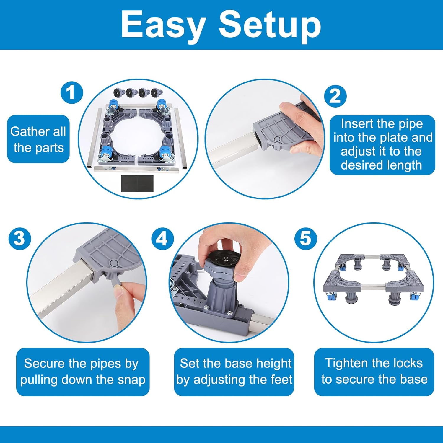 Heavy Duty Mini Fridge Stand with Strong Feet and 4 Rollers,Universal Mini Refrigerator Stand, Washing Machine Pedestal Multi-Functional Base for Refrigerator and Dryer (4 Strong Feet with 4 Rollers)