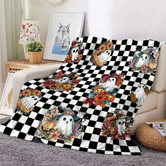 ASKETAM Halloween Throw Blanket - Soft Plush Ghost Pumpkin - 50"x60"