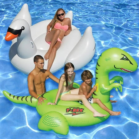 Swimline Ride-On Floats, White Swan and T-Rex