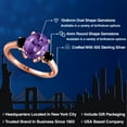 thumbnail image 2 of Gem Stone King 2.84 Ct Oval Purple Amethyst Black Diamond 18K Rose Gold Plated Silver Ring, 2 of 6