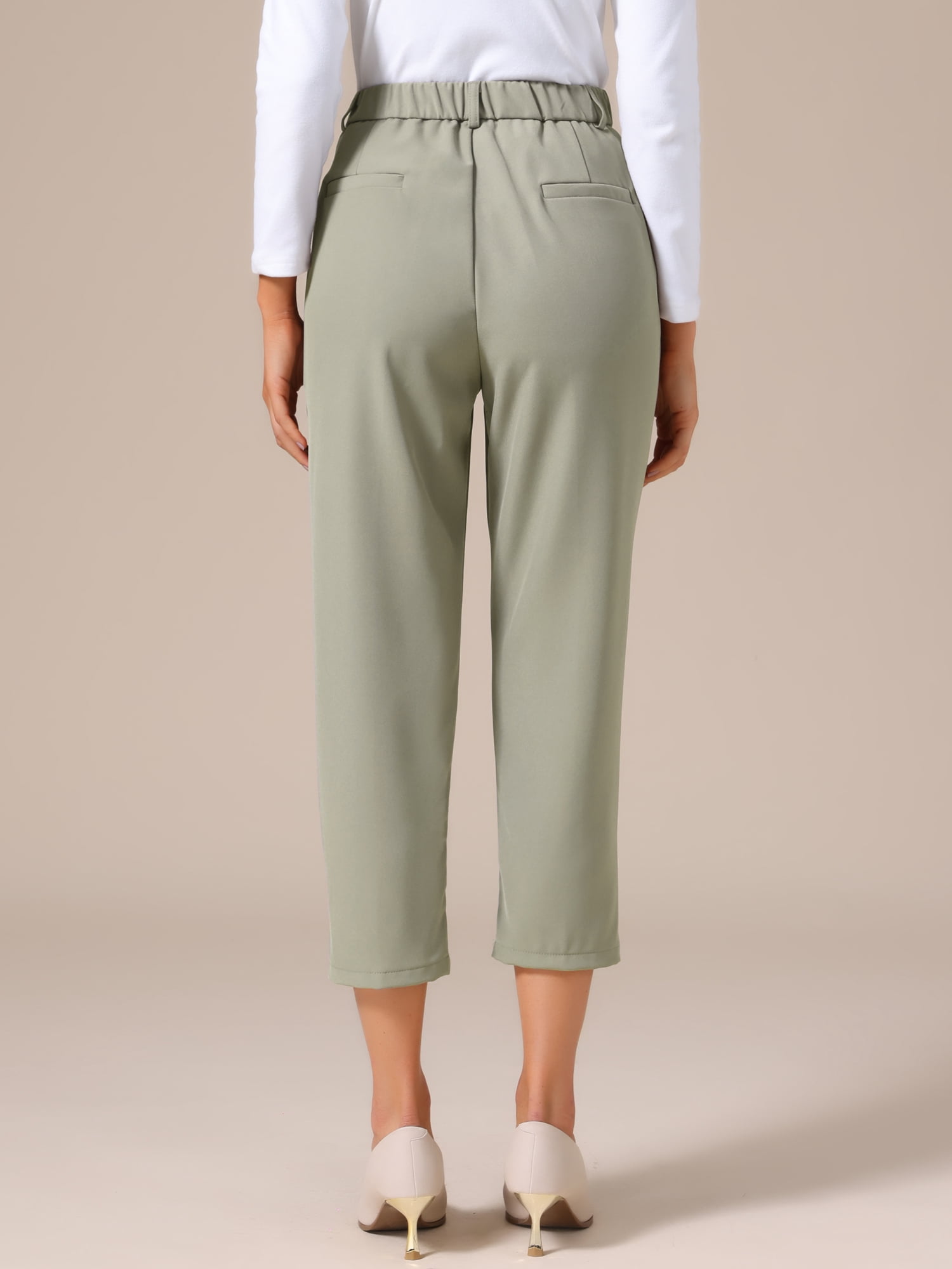 DARING DIVA Women's Capri Pants High Waist Cropped Pants with Pockets X-Large Khaki