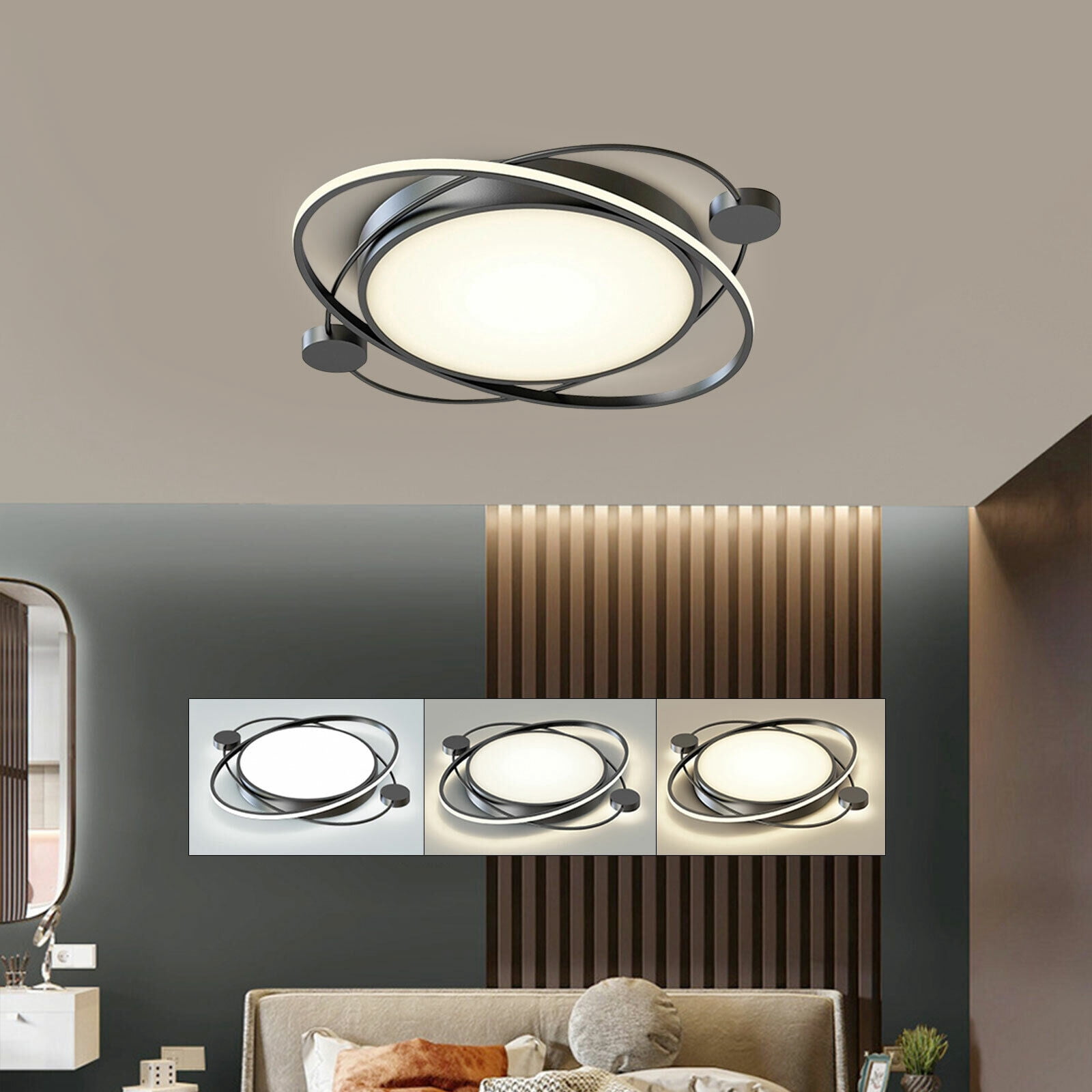Remote Control Modern LED Ceiling Light Fixture Flush Mount Dimmable Pendant Lamp 28W