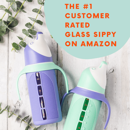 Set of 2 - Glass Sippy Cup for Toddlers
