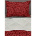 thumbnail image 3 of Abstract Comforter & Sham Bedding Set, Abstract Pattern in Vibrant Color with Geometrical Shapes Modern Grid on Black, 3 pcs Duvet Set Microfiber Filling Quilt, 5 Sizes, Black Red, by Ambesonne, 3 of 4