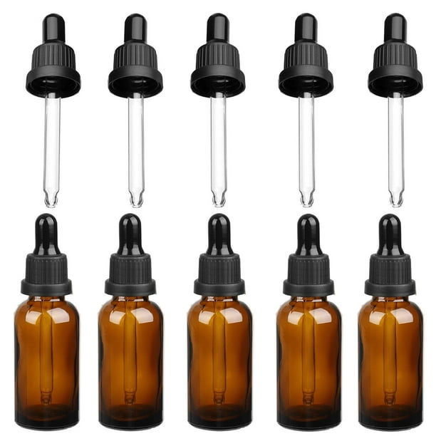 Eye Dropper bottle for Essential Oils, 5 Pack 10ml Amber Glass Bottles