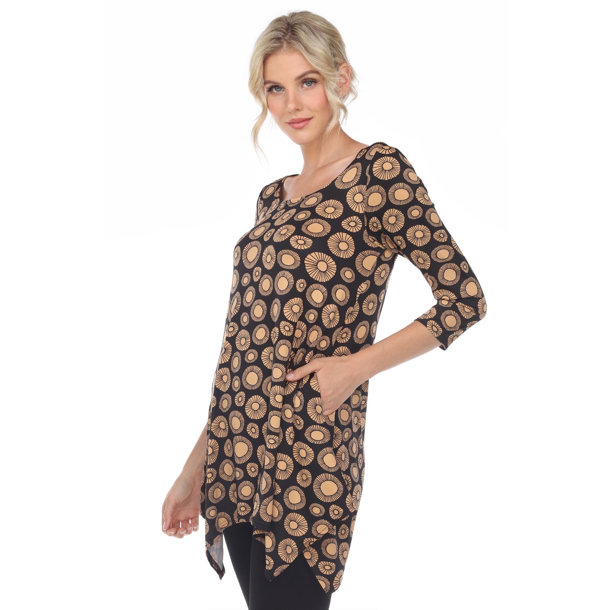 White Mark Women's Printed Geometric Circle Tunic Top