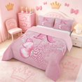 thumbnail image 3 of meiyoeat Pink Glitter Butterfly Monogrammed K King Comforter Sets for Girls, Sparkle Floral Initial Letter Bedding Set, Pink Reversible 3pcs, 1 Comforter and 2 Pillowcases, 3 of 6