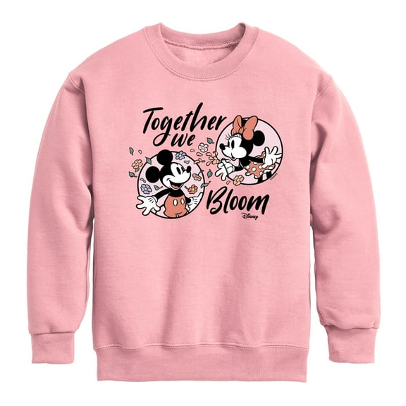 Disney - Mickey & Minnie - Together We Bloom - Youth Crewneck Fleece Sweatshirt
