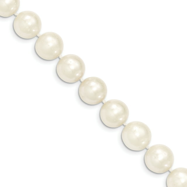 Collier de Perles de Culture en Or Jaune 14K 11-12mm Blanc Presque Rond FW 24 Pouces