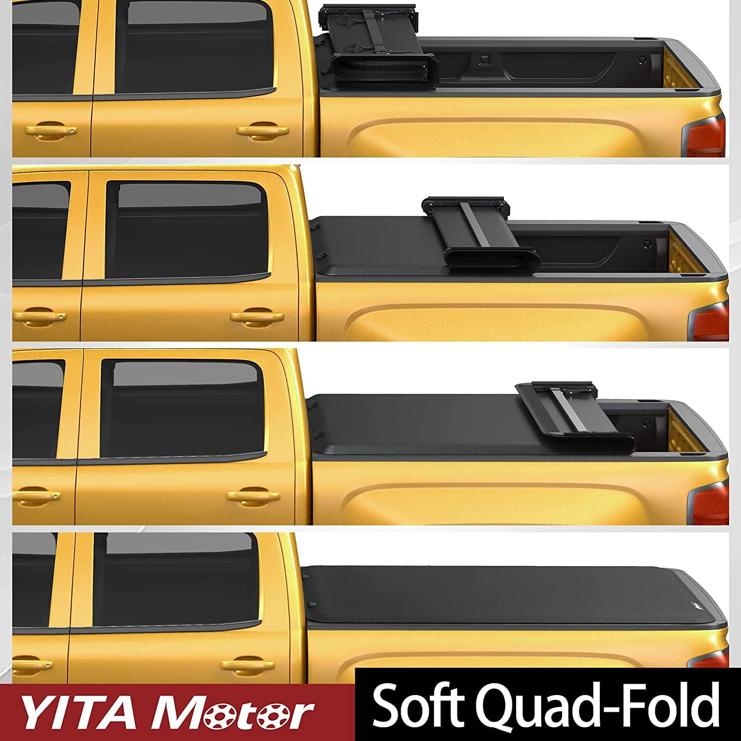 RVNI 6.5 ft Soft Quad Fold Truck Bed Tonneau Cover for 2004-2015 Nissan Titan Fleetside Bed