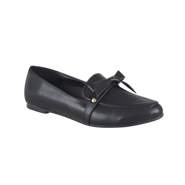 Zapato Mocasin Mujer Casual negro Liso con moño Castalia Casual