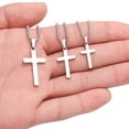 thumbnail image 4 of Turandoss Cross Necklace for Men Stainless Steel Silver Gold Plain Cross Pendant Necklace Simple Jewelry 16-24 Inches Chain Christian Valentines Day Birthday Gifts for Men Women Teen Boy, 4 of 8