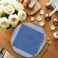 thumbnail image 2 of Dark Blue Greek Key Round 13 Inch Placemats Set of 6, Geometric Greece Ancient Farmhouse Geo HeatResistant Non Slip Place Mats for Dining Table, Wipeable Braided Kitchen Table Mats for Housewarming, 2 of 9