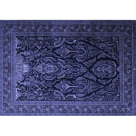Ahgly Company Machine Washable Indoor Rectangle Persian Blue Traditional Area Rugs, 2' x 3'
