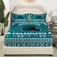 thumbnail image 3 of Erosebridal Football Bed Sheets Set Full Size Youth Adults,Sports Themed Sheet Set,Rugby Flat Fitted Sheet,Football Lover Sheets,Green White with 2 Pillowcases Deep Pockets(Philadelphia), 3 of 6