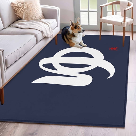 Area Rugs for Living Room Bedroom, Japanese Style 4'x6' Rug Washable Carpet Runner Indoor Outdoor, Vintage Minimalist Navy Blue Non Slip Accent Floor Mats Rug for Kitchen, Office
