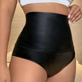 thumbnail image 4 of High Waist PU Leather Booty Shorts for Women Elastic Fit Wide Waistband Thong Hot Pant for Raves Parties and Clubwear, 4 of 8