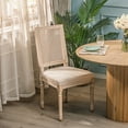 thumbnail image 3 of Set of 2 Wooden Chairs with Cane Backs and Beige Fabric Seats Classic Style Dining Room, 3 of 10