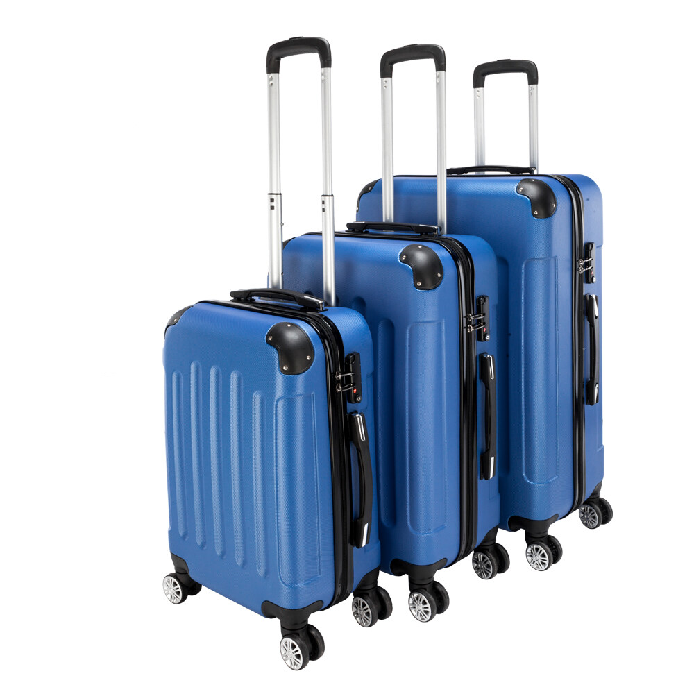3-Piece Travel Lightweight Suitcases, ABS Trolley Case (20"/24"/28"), with Rolling Wheels, Lightweight, Large Capacity, Suitable for Travel, Dark Blue