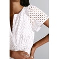 thumbnail image 3 of AURA Womens 2026 Summer Short Dress V Neck Short Sleeve A Line Hollow Out Lace Ruffle Cute Casual Beach Party Dresses, 3 of 7