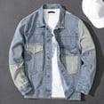 thumbnail image 2 of LIUJUNSHOP Regular Fit Men's Denim Jacket Mens Classic Denim Jacket with Collar Design Hop Style Long Sleeve Outerwear Coat, 2 of 8