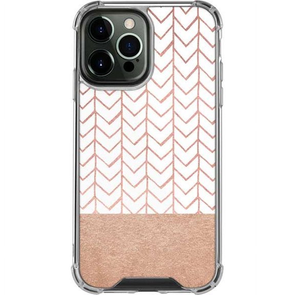 Skinit Stripes Rose Gold Herringbone iPhone 14 Pro Max Clear Case