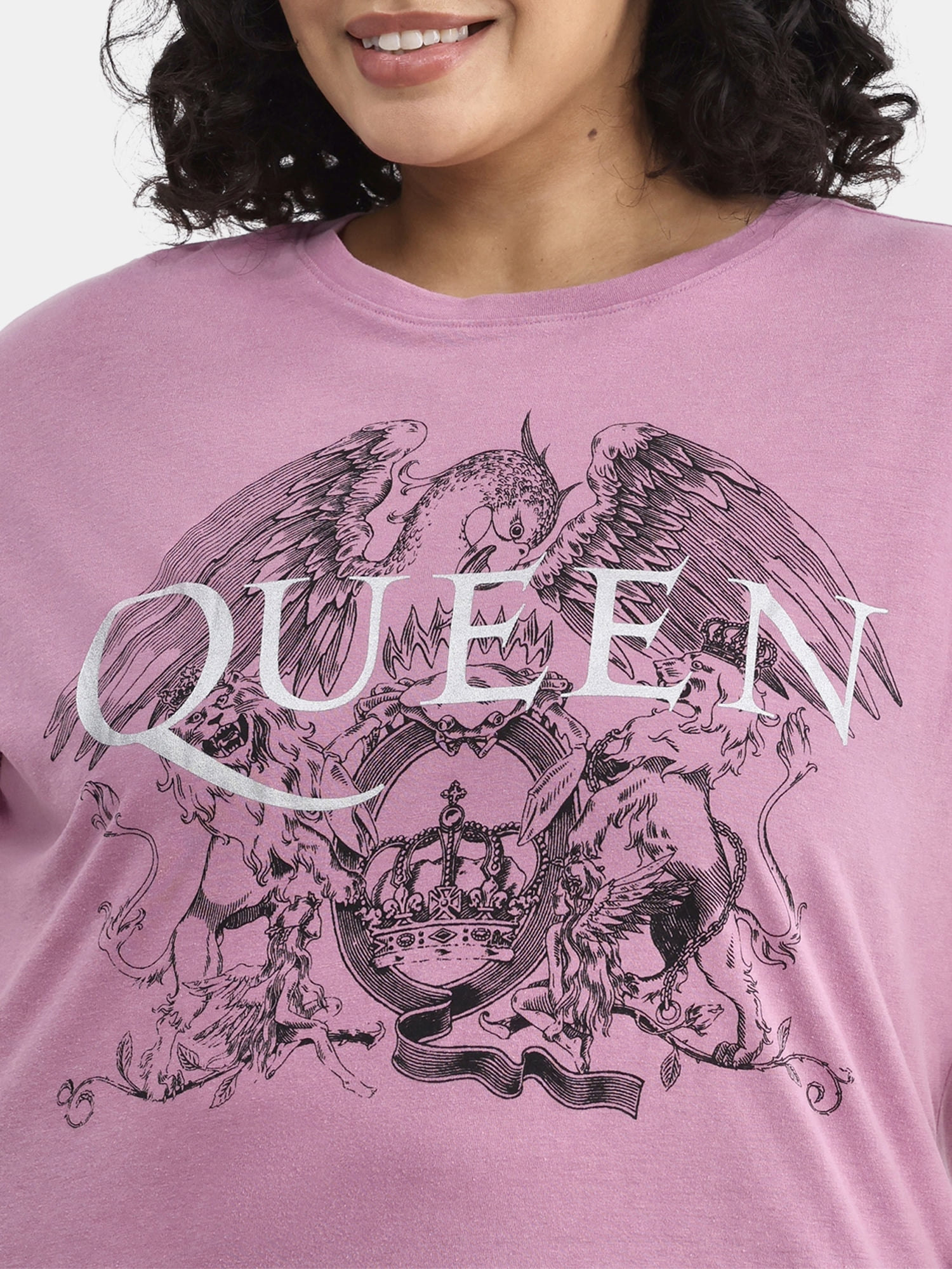 Terra & Sky Women's Plus Size Queen Graphic Band Tee with Short Sleeves, Sizes 0X-5X