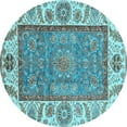 thumbnail image 1 of Ahgly Company Indoor Round Oriental Light Blue Traditional Area Rugs, 3' Round, 1 of 4