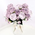 thumbnail image 2 of Ramo de rosas de simulación para boda, decoración de flores falsas para pared, flor de seda verde, decoración de mesa para sala de estar (púrpura), 2 of 5