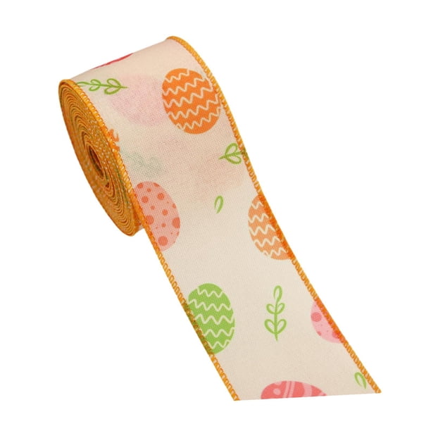 Cinta de Pascua con alambre de 2,5 pulgadas de ancho, rústica, 15 pies de largo, cinta decorativa para B