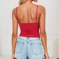 thumbnail image 5 of Lixiuxyad Casual Tank Tops Fashion Streetwear V Neck Solid Color Ribbed Cropped Tank Top For Casual Wear And Layering,Red, 5 of 6