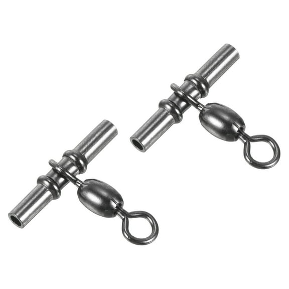 Sleeve Swivel, 156lb Stainless Steel Cross Line 3 Way Fishing Terminal Tackle, Black 10 Pack