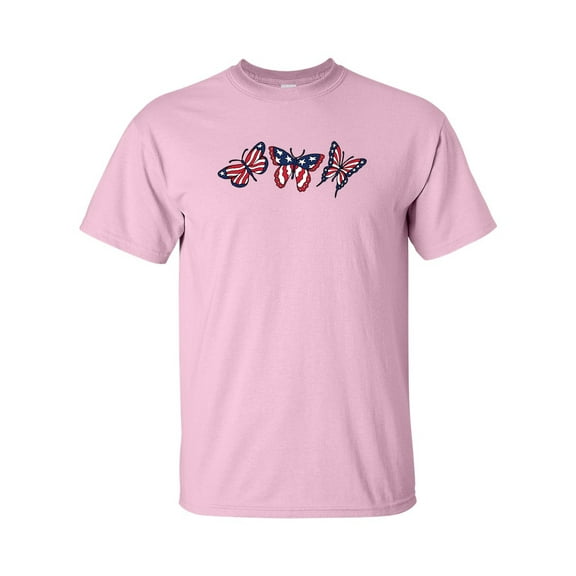 Patriotic Stars and Stripes American Flag USA Butterflies-Light Pink-large