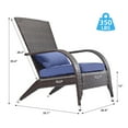 thumbnail image 5 of Outdoor Patio Wicker Adirondack Chair Outside Fire Pit Chairs Oversized Comfy Coconino Rattan Armchair Low Deep Seating High Back with Cushion and Pillow for Porch Deck Balcony Lawn Garden Navy Blue, 5 of 7