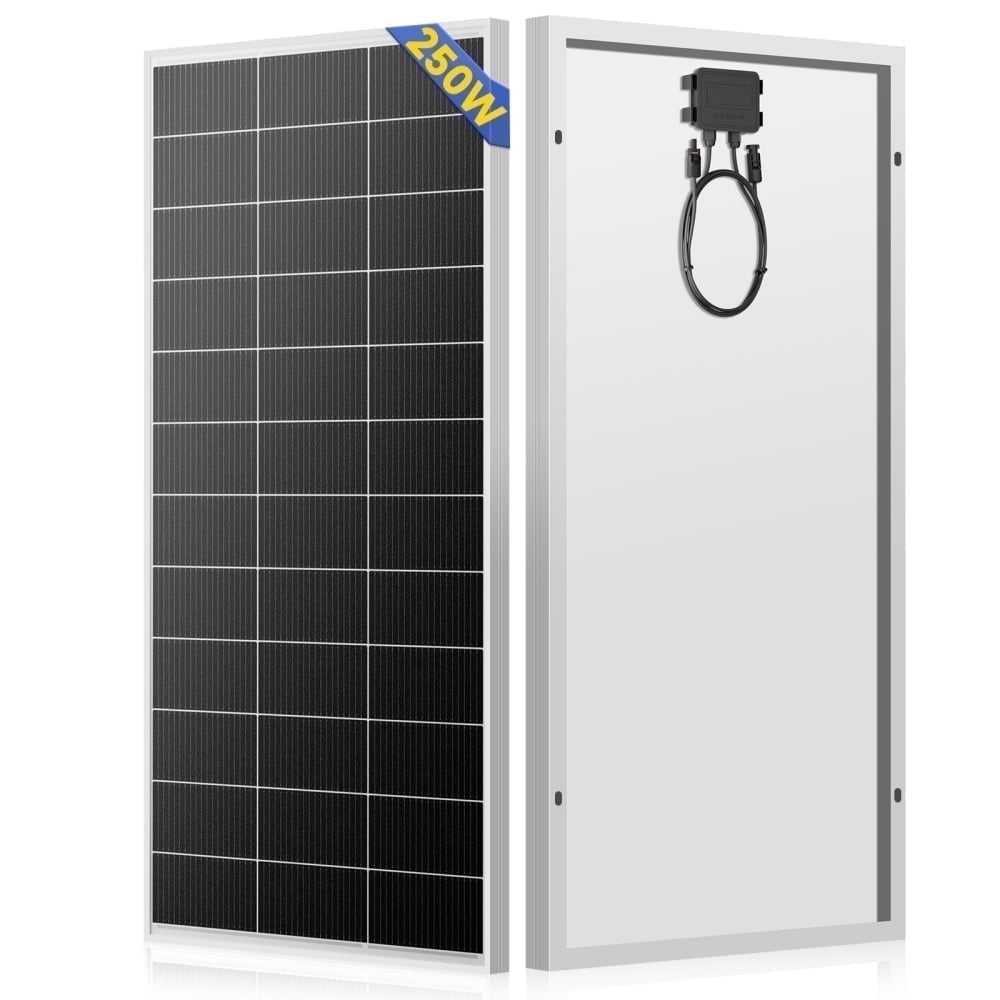 WERCHTAY 250W Monocrystalline Solar Panel, 18BB High Efficiency Solar Panel for RV, Camping, Marine, Home Backup & Off-Grid