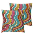 thumbnail image 2 of Acheng Psychedelic Stripe Reversible Throw Pillow Covers Cases for Rainbow Color Throw Pillowcases for Sofa Couch Chair Decorative Hippie Geometry Modern Art Square Cushion Covers Set of 2 White, 2 of 6