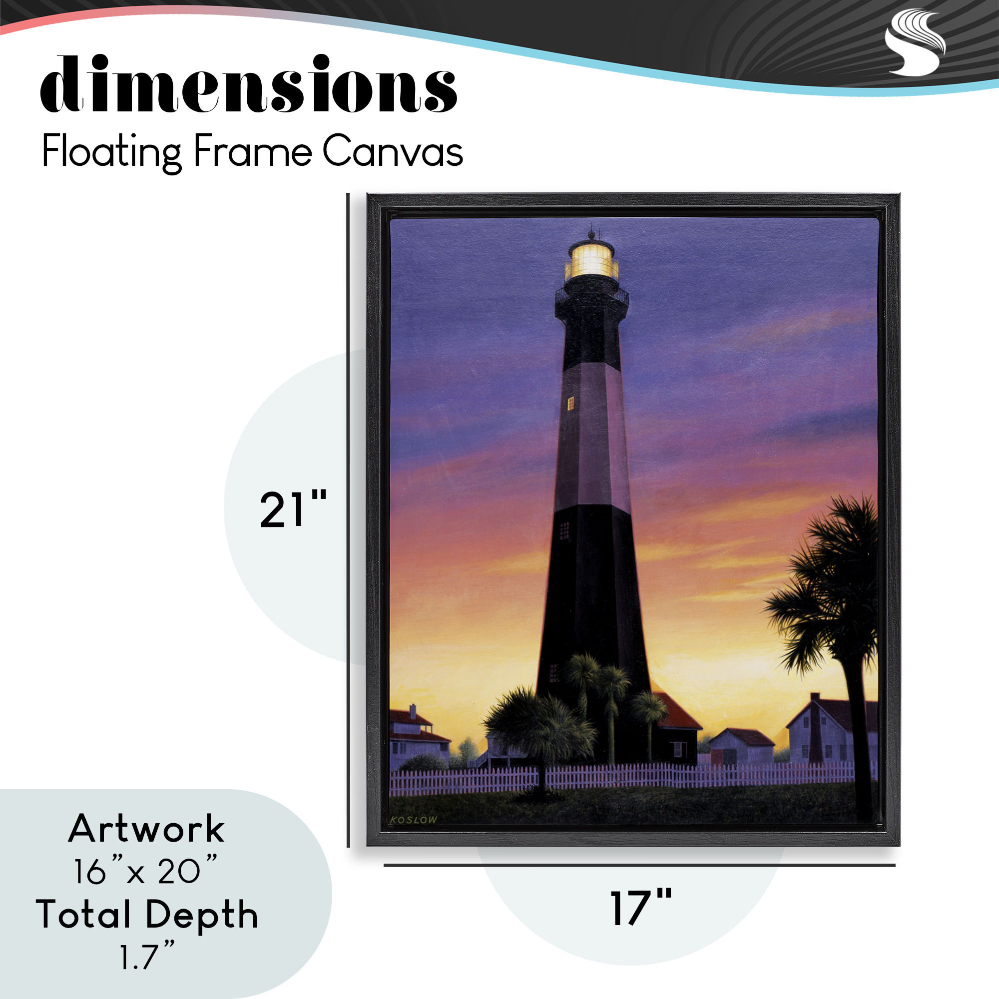 Georgia Tybee Island Lighthouse Black Framed Floater Canvas Wall Art, design by Wind River Studios