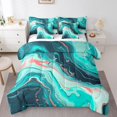 thumbnail image 1 of YST Abstract Teal Aqua Bed in a Bag 7-Piece Turqoise Marble Bedding Set, Pink Metallic King Size Comforter Set Stone Pattern Bedding Comforter Sets Geometric Patchwork Bed Set, 1 of 4