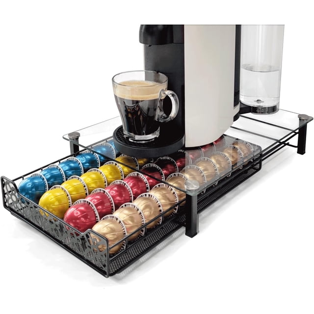 Coffee Pod Kitchen Organizer Storage Drawer Compatible con Tiendas de cajones de vidrio templado 40 cápsulas de café (cápsulas de café NO incluidas)