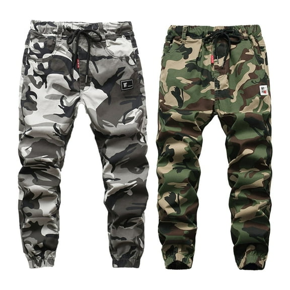 Zhlaeerr 5-15YBoys Camo Pants for Kids,Spring Fall Cargo Joggers Pants,Casual Youth Loose Pants,Drawstring Camouflage Trousers
