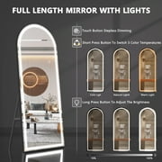 Hasipu 71 X 32 LED Arch Full Length Mirror, Black Frame Mirror with Lights Wall Mounted Free Standing Leaning for Bedroom, Living Room, Dressing Area