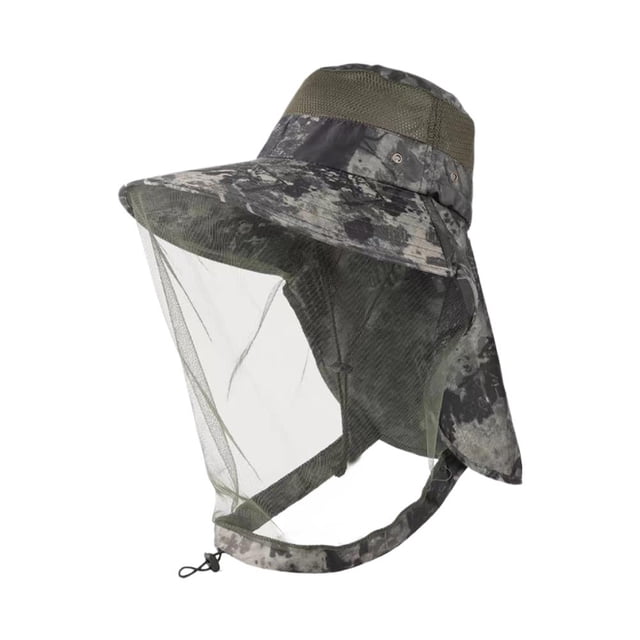 Lttoisl Chapeau Bob de Protection Solaire pour Hommes et Femmes / Chapeau de Pêcheur à Grand Bord avec Couvre-Visage Détachable et Rabat de Nuque pour la Randonnée, la Pêche, les Safari et les Activités de Plein Air, Polyester Respirant